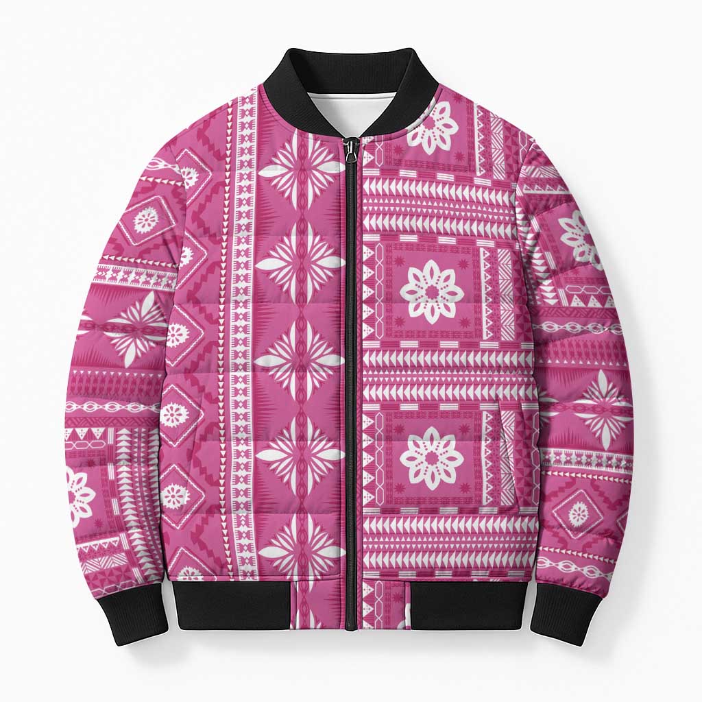 Fiji Masi All Pink Bomber Puffer Jacket Tapa Pattern - Polynesian Pride