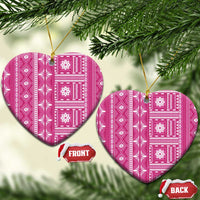 Fiji Masi All Pink Ceramic Ornament Tapa Pattern - Polynesian Pride