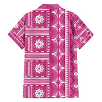 Fiji Masi All Pink Family Matching Long Sleeve Bodycon Dress and Hawaiian Shirt Tapa Pattern - Polynesian Pride