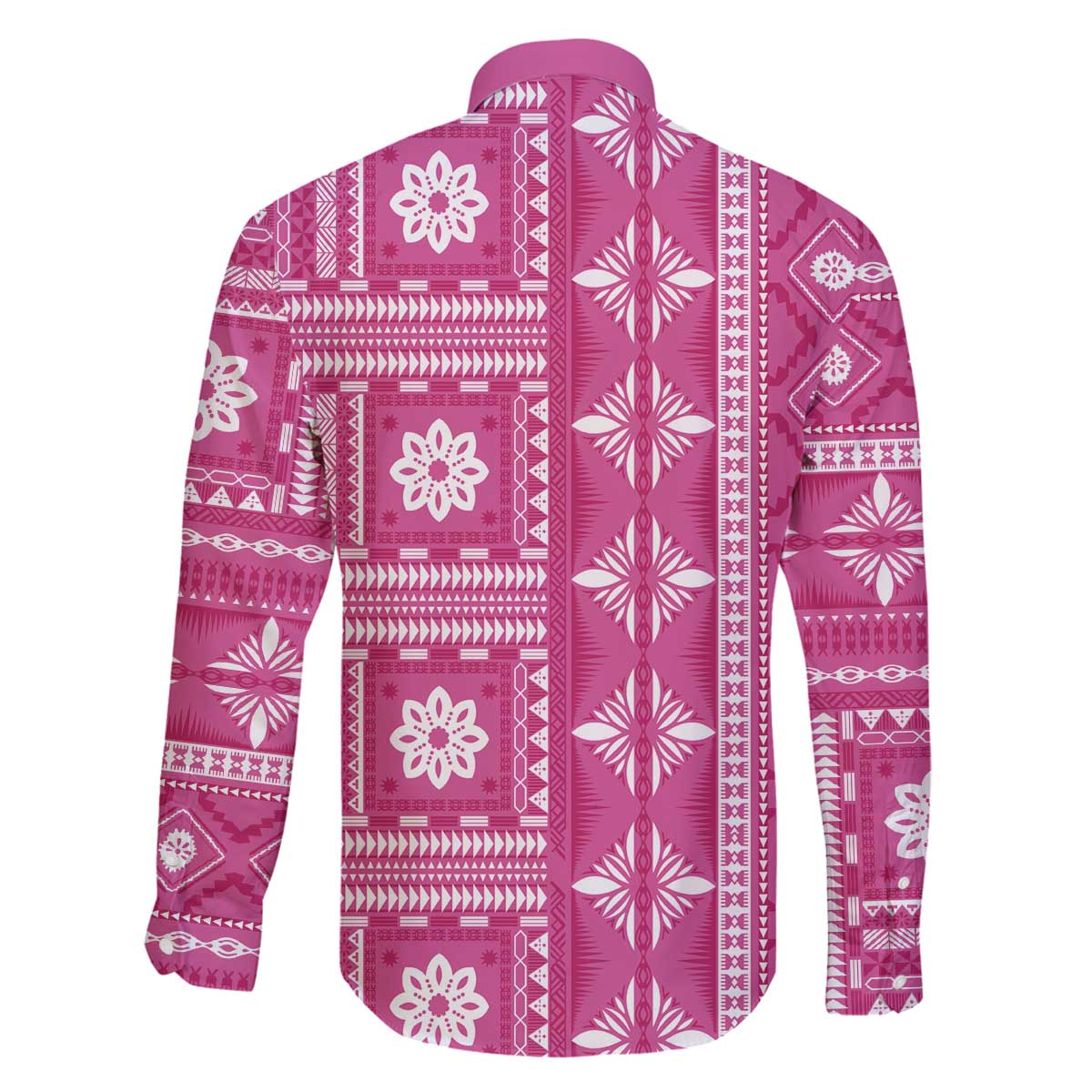 Fiji Masi All Pink Family Matching Off The Shoulder Long Sleeve Dress and Hawaiian Shirt Tapa Pattern - Polynesian Pride