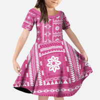 Fiji Masi All Pink Family Matching Summer Maxi Dress and Hawaiian Shirt Tapa Pattern - Polynesian Pride