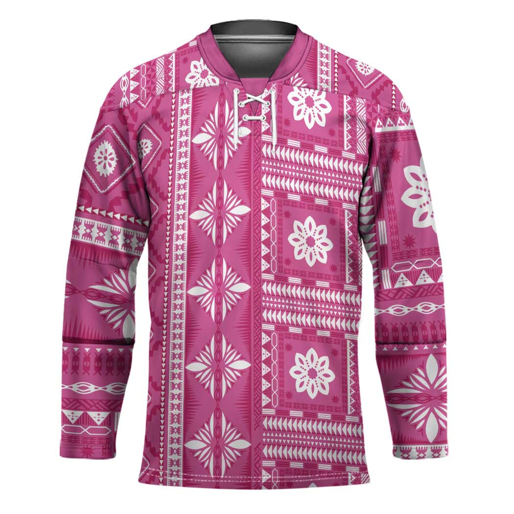 Fiji Masi All Pink Hockey Jersey Tapa Pattern - Polynesian Pride