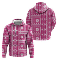 Fiji Masi All Pink Hoodie Tapa Pattern - Polynesian Pride