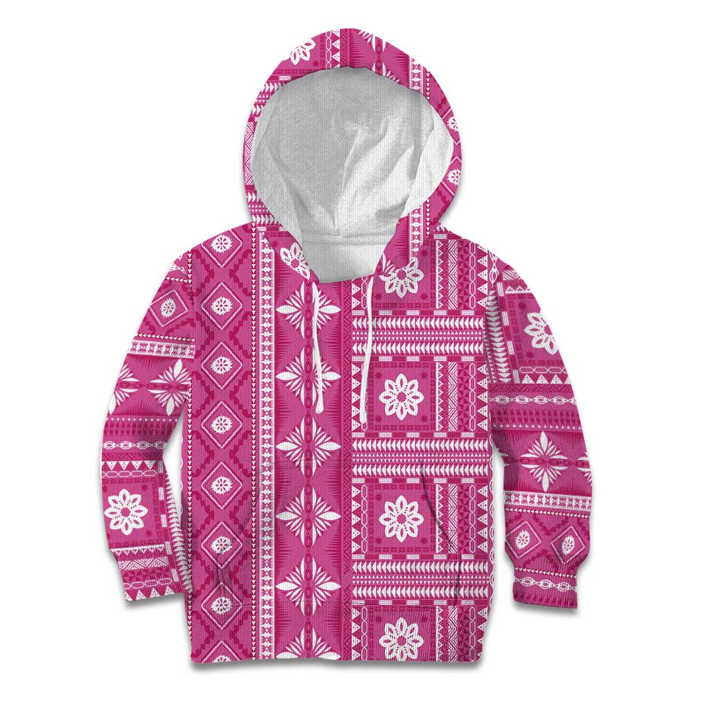 Fiji Masi All Pink Kid Hoodie Tapa Pattern - Polynesian Pride