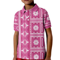 Fiji Masi All Pink Kid Polo Shirt Tapa Pattern - Polynesian Pride