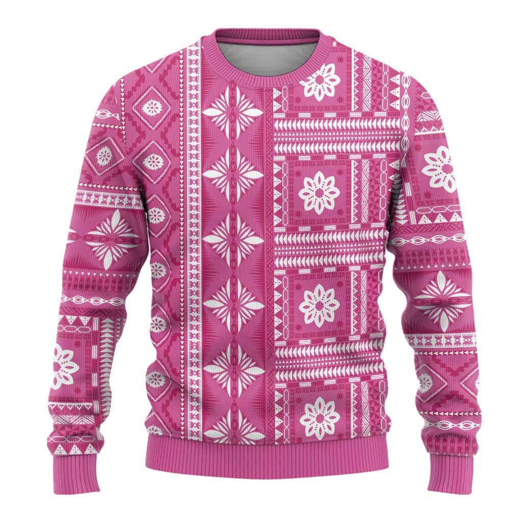 Fiji Masi All Pink Ugly Christmas Sweater Tapa Pattern - Polynesian Pride