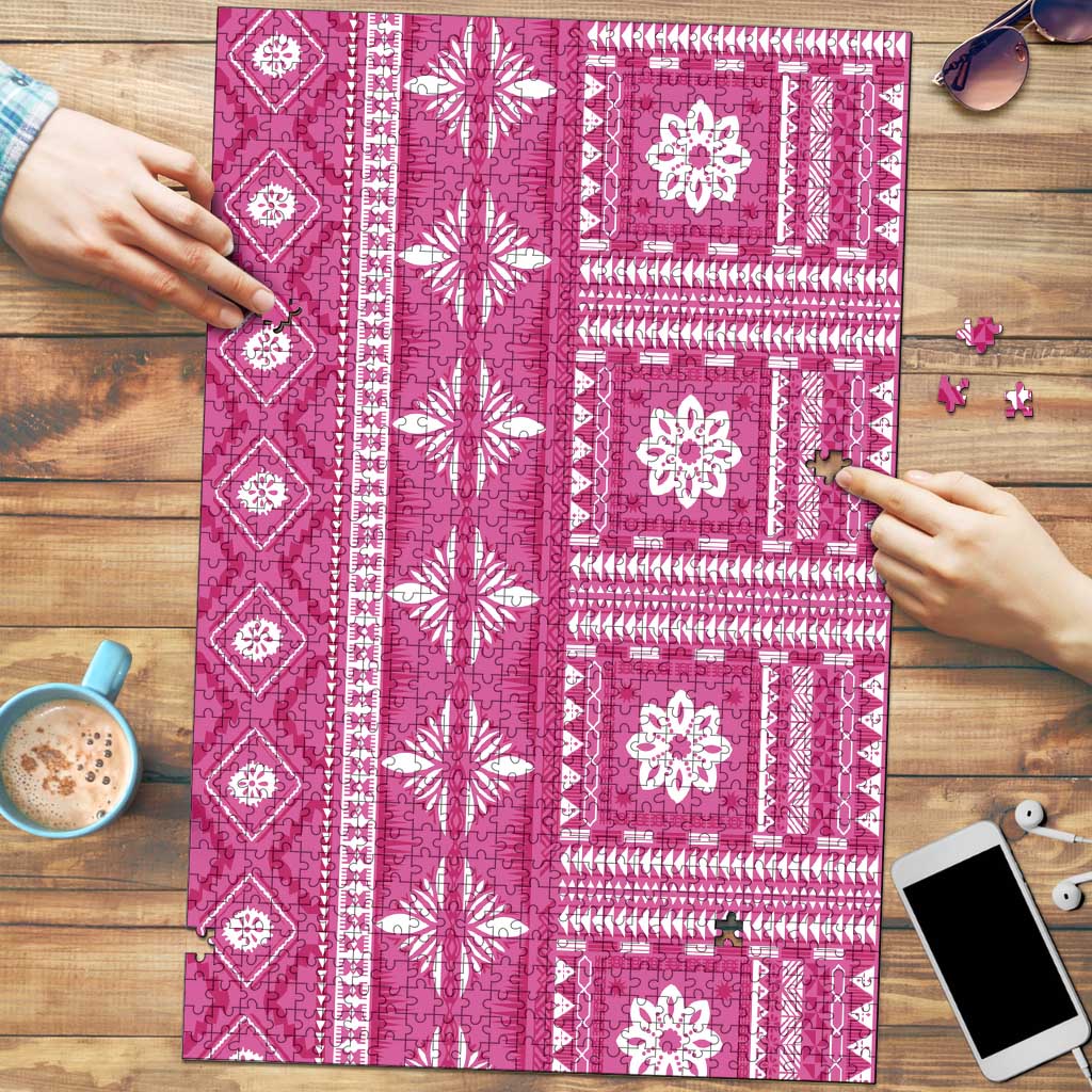 Fiji Masi All Pink Puzzle Tapa Pattern - Polynesian Pride