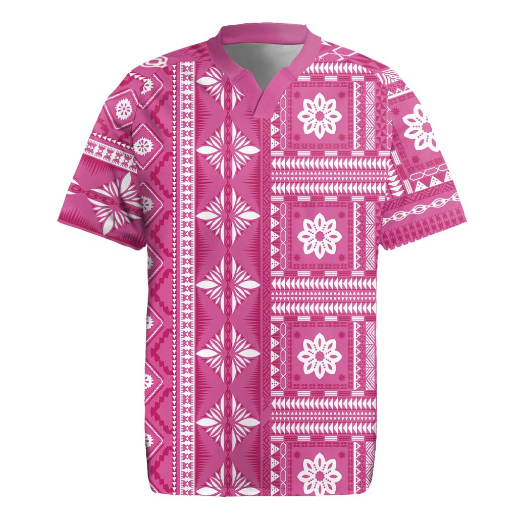 Fiji Masi All Pink Rugby Jersey Tapa Pattern - Polynesian Pride