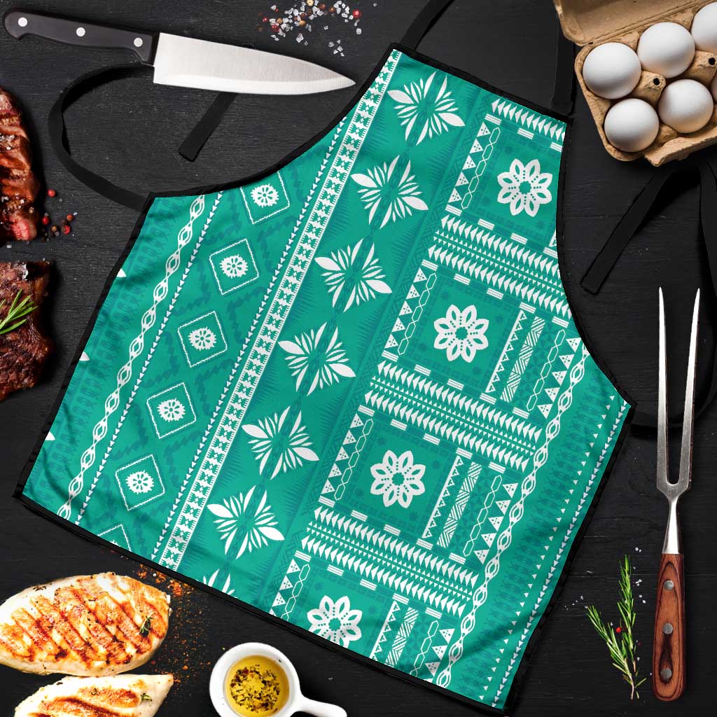 Fiji Masi All Teal Apron Tapa Pattern - Polynesian Pride