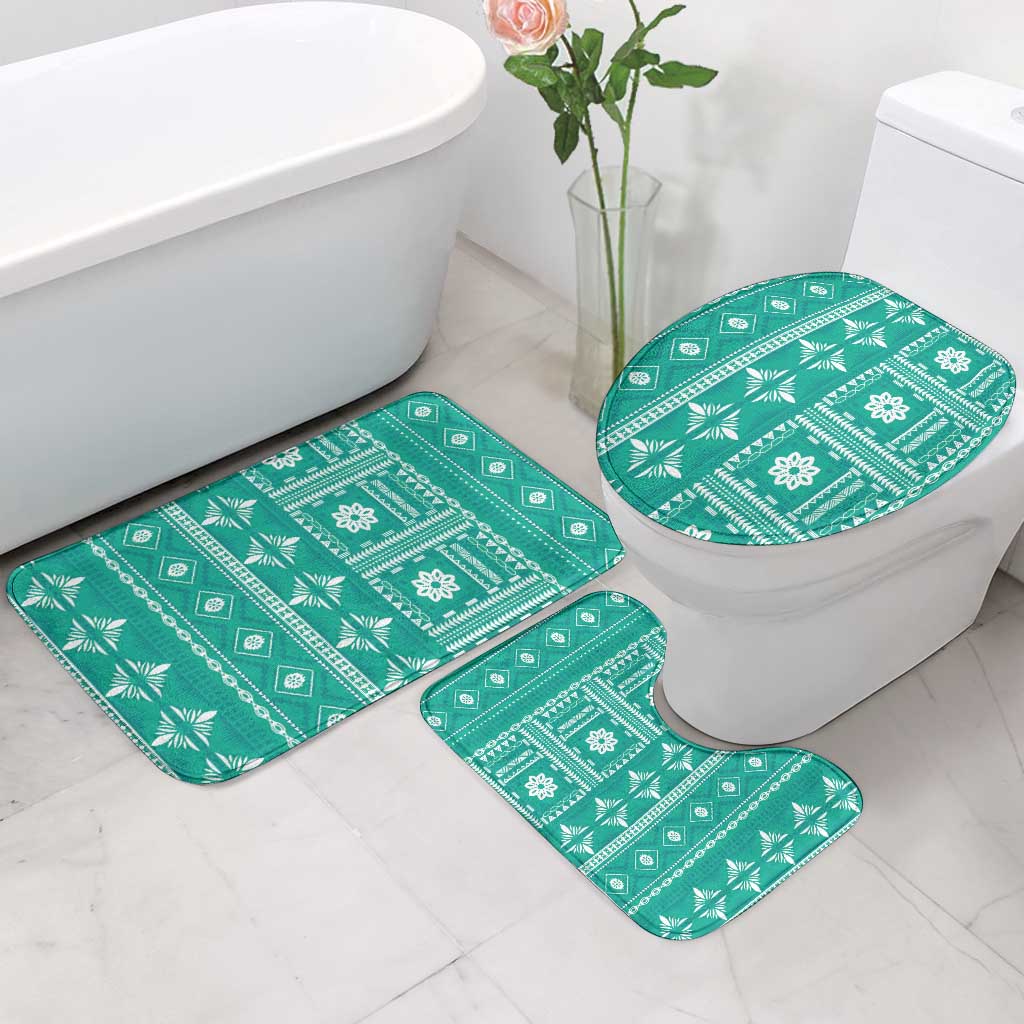 Fiji Masi All Teal Bathroom Set Tapa Pattern - Polynesian Pride