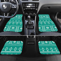Fiji Masi All Teal Car Mats Tapa Pattern - Polynesian Pride