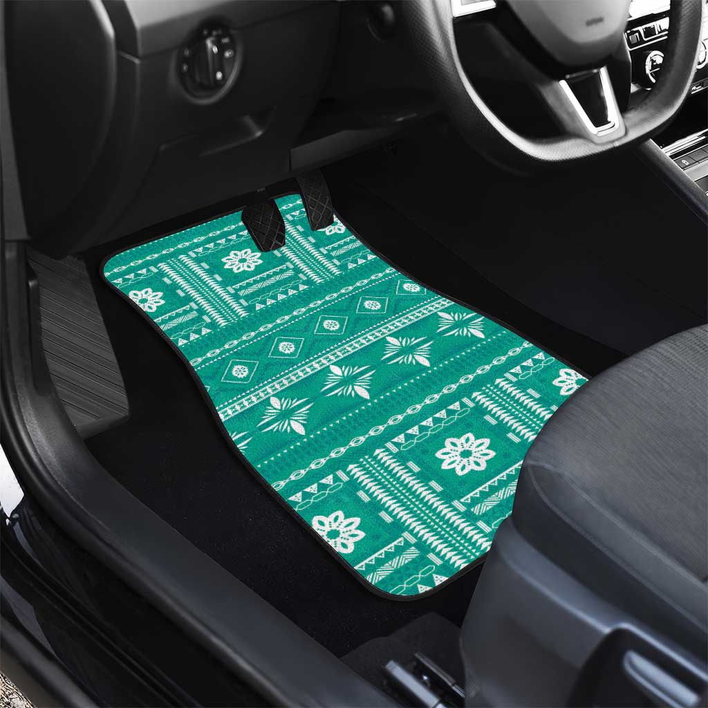 Fiji Masi All Teal Car Mats Tapa Pattern - Polynesian Pride