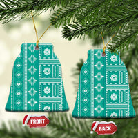 Fiji Masi All Teal Ceramic Ornament Tapa Pattern - Polynesian Pride