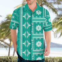 Fiji Masi All Teal Hawaiian Shirt Tapa Pattern - Polynesian Pride