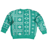 Fiji Masi All Teal Kid Ugly Christmas Sweater Tapa Pattern - Polynesian Pride