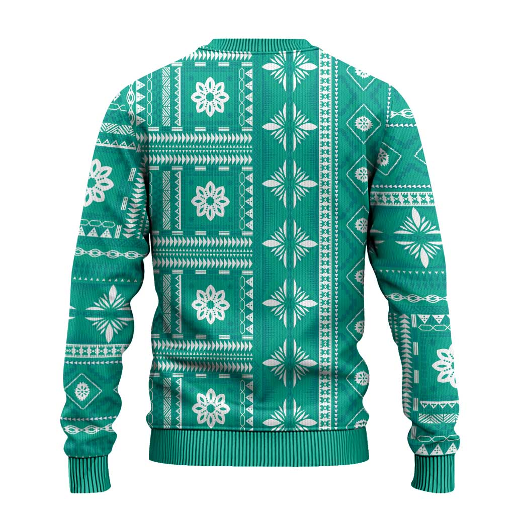 Fiji Masi All Teal Ugly Christmas Sweater Tapa Pattern - Polynesian Pride