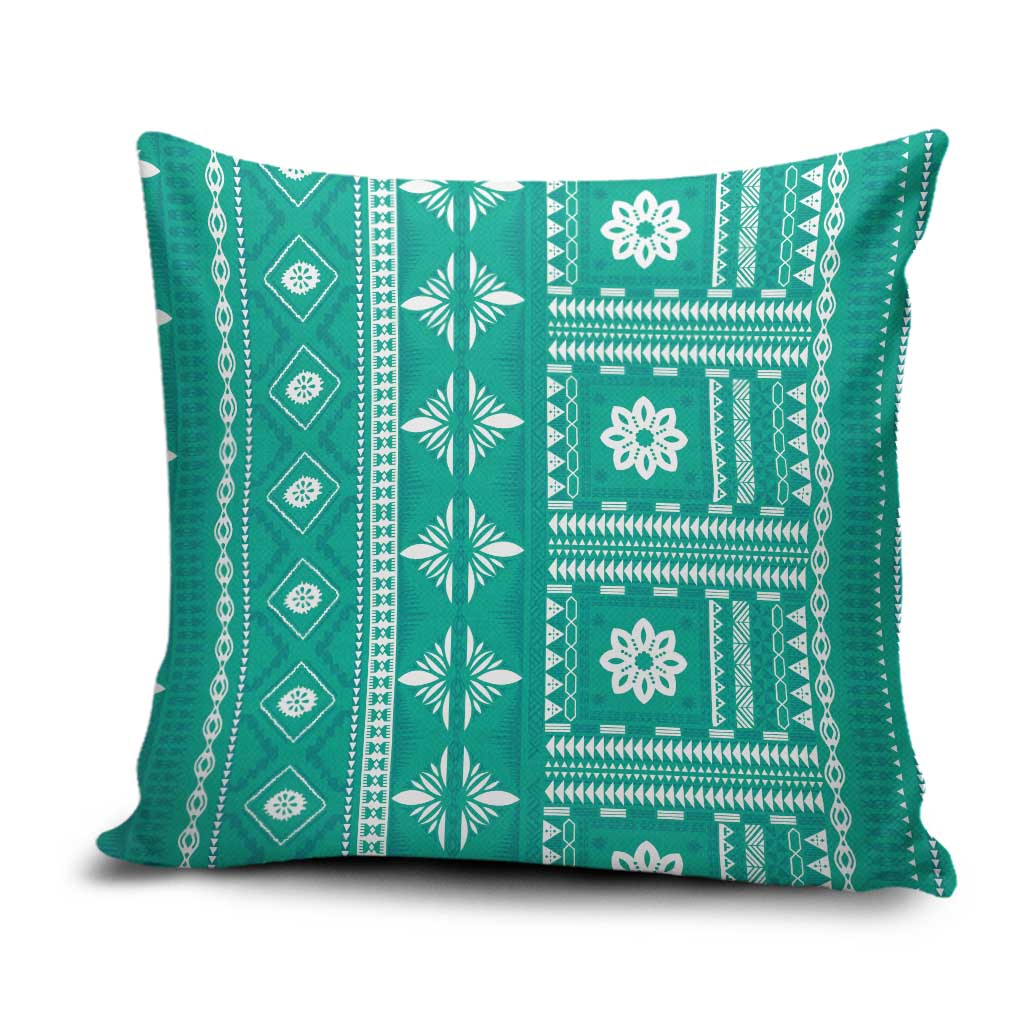 Fiji Masi All Teal Pillow Cover Tapa Pattern - Polynesian Pride