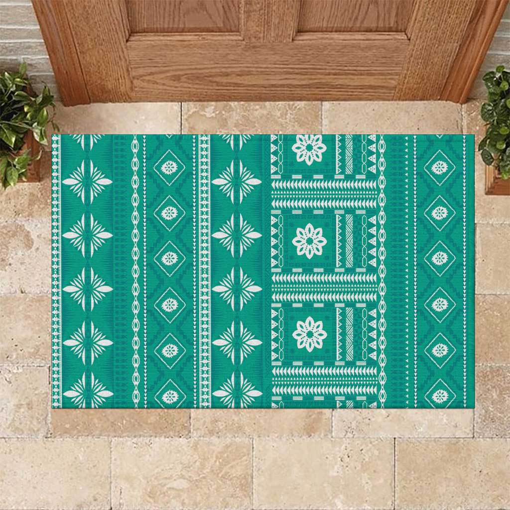 Fiji Masi All Teal Rubber Doormat Tapa Pattern - Polynesian Pride