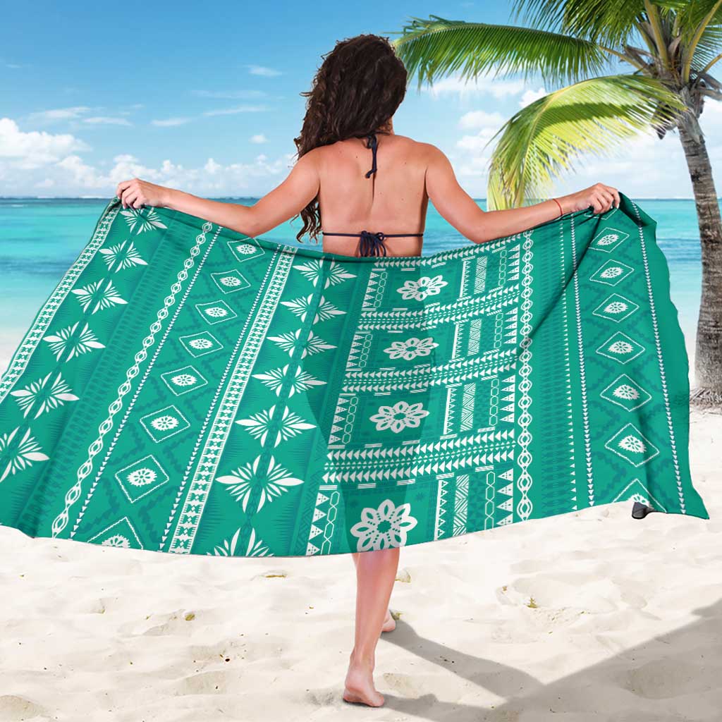 Fiji Masi All Teal Sarong Tapa Pattern - Polynesian Pride