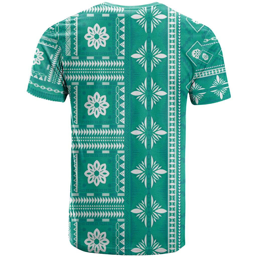 Fiji Masi All Teal T Shirt Tapa Pattern - Polynesian Pride