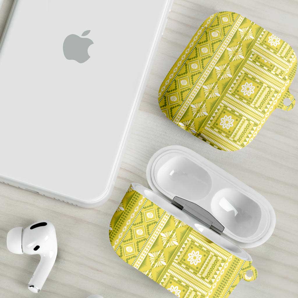 Fiji Masi All Yellow AirPods Case Tapa Pattern - Polynesian Pride