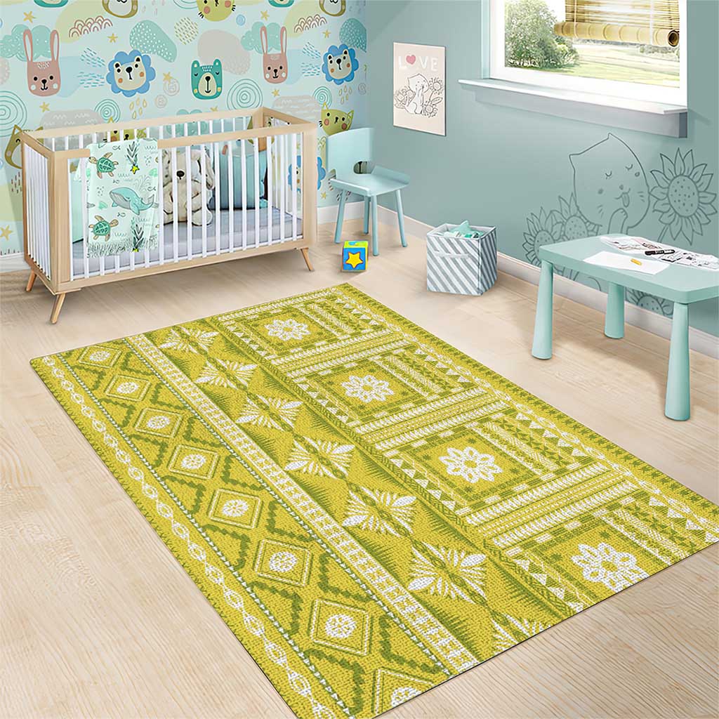 Fiji Masi All Yellow Area Rug Tapa Pattern - Polynesian Pride