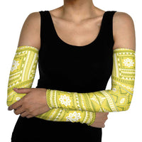 Fiji Masi All Yellow Arm Sleeves Tapa Pattern - Polynesian Pride