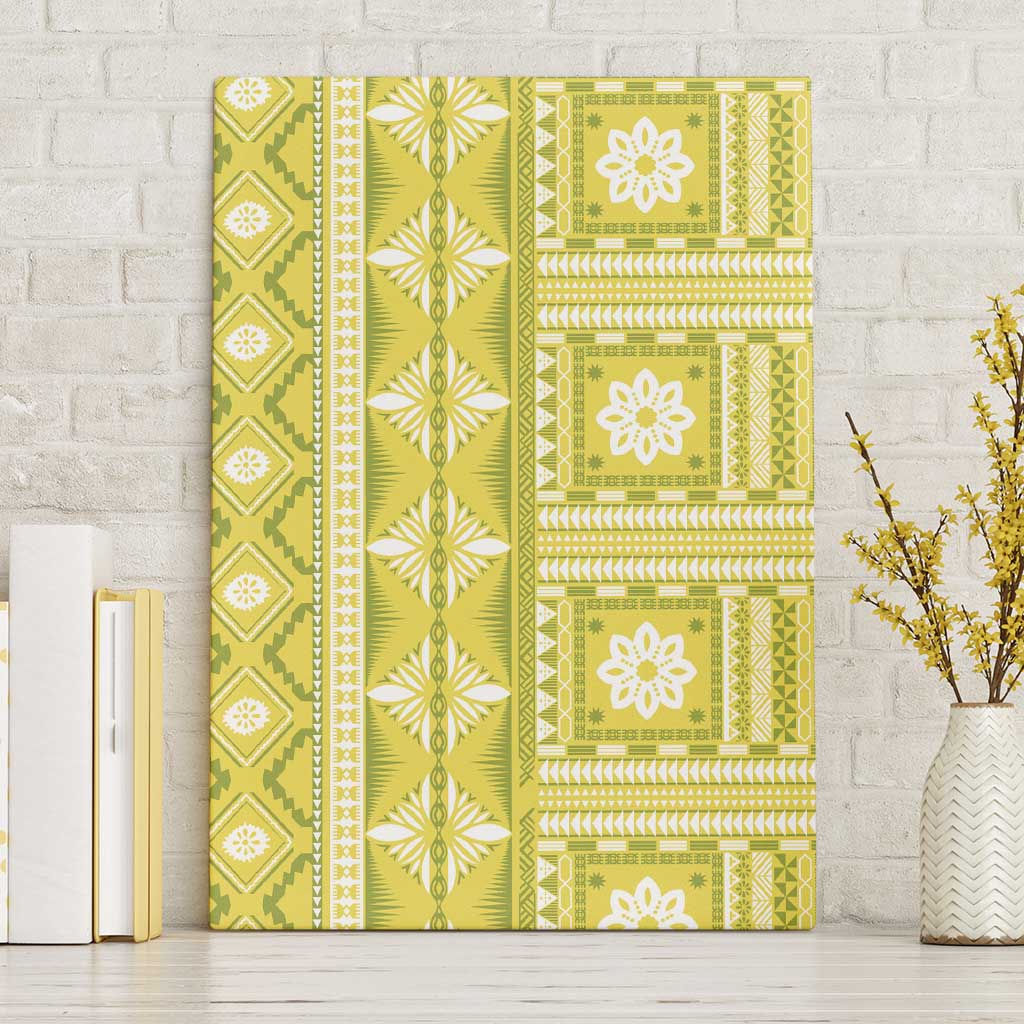 Fiji Masi All Yellow Canvas Wall Art Tapa Pattern - Polynesian Pride