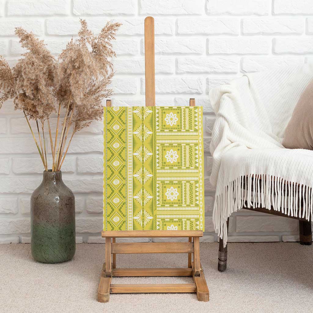 Fiji Masi All Yellow Canvas Wall Art Tapa Pattern - Polynesian Pride