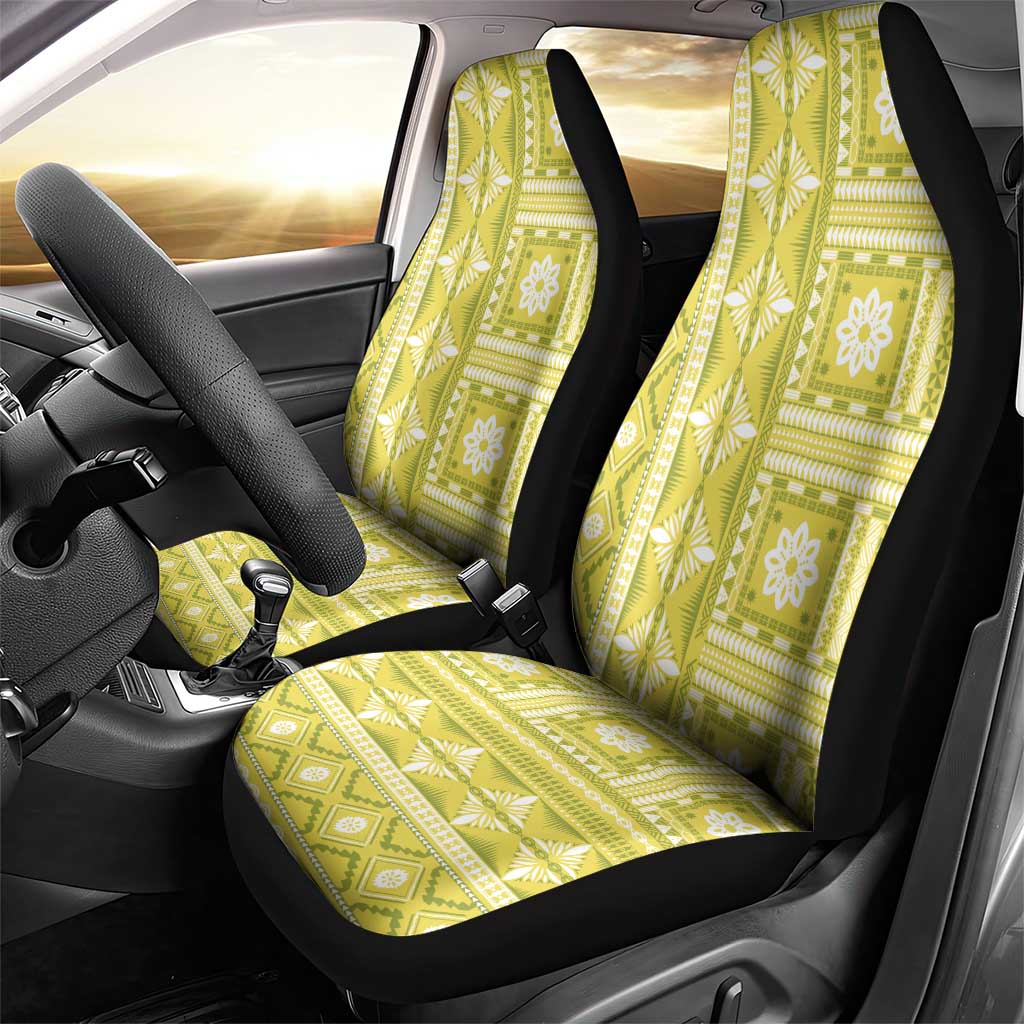 Fiji Masi All Yellow Car Seat Cover Tapa Pattern - Polynesian Pride