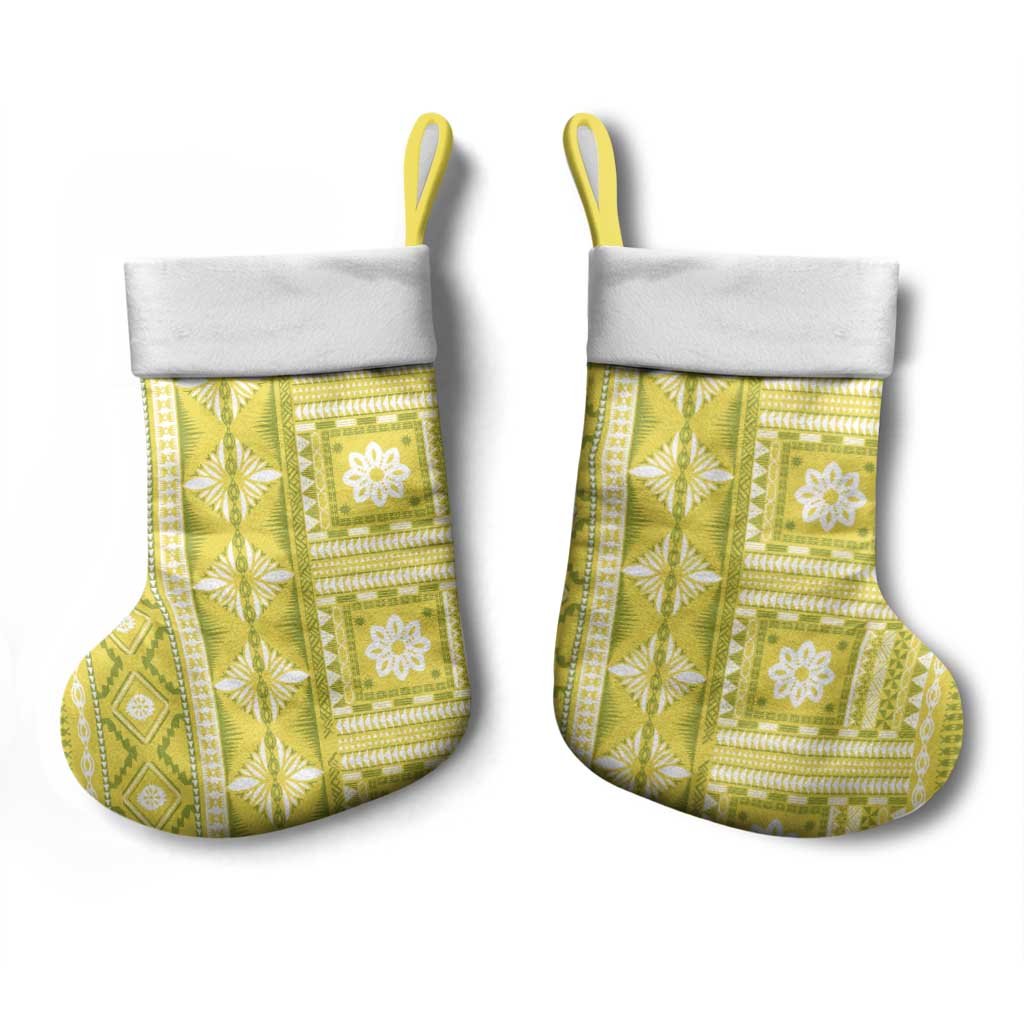 Fiji Masi All Yellow Christmas Stocking Tapa Pattern - Polynesian Pride
