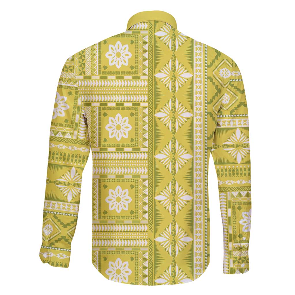 Fiji Masi All Yellow Family Matching Puletasi and Hawaiian Shirt Tapa Pattern - Polynesian Pride