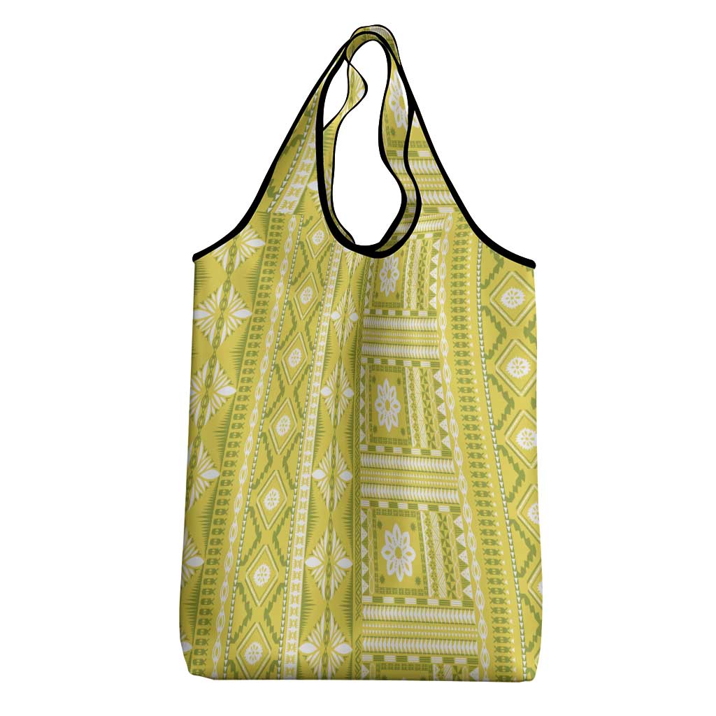 Fiji Masi All Yellow Grocery Bag Tapa Pattern - Polynesian Pride