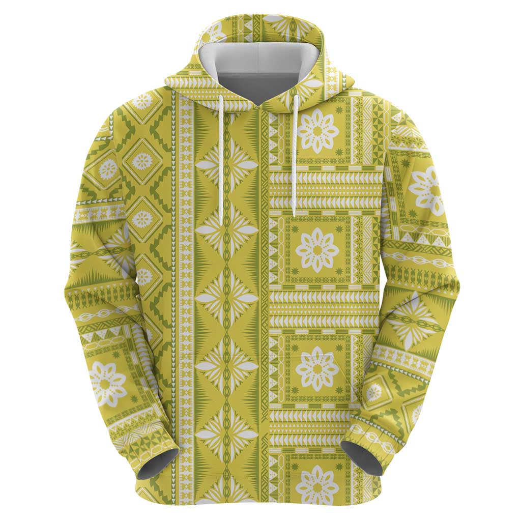 Fiji Masi All Yellow Hoodie Tapa Pattern - Polynesian Pride