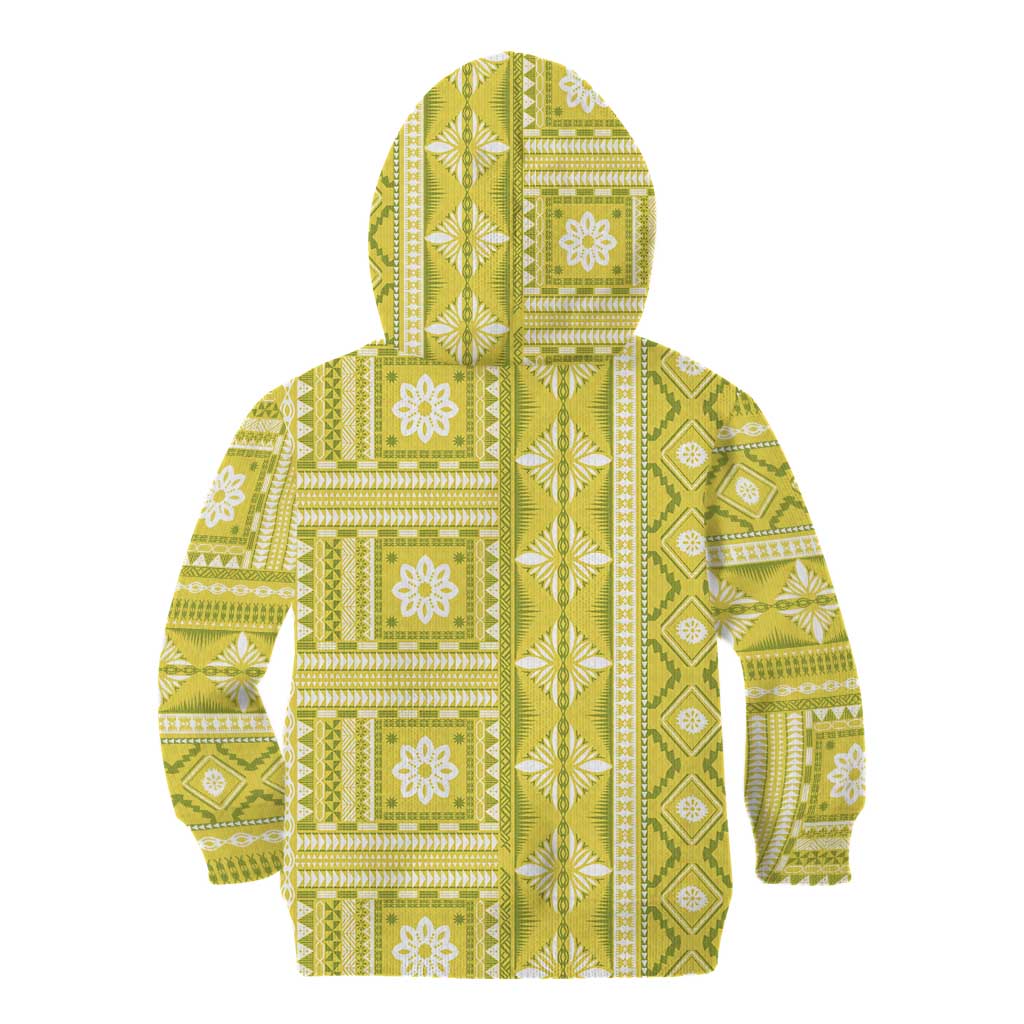 Fiji Masi All Yellow Kid Hoodie Tapa Pattern - Polynesian Pride