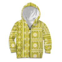 Fiji Masi All Yellow Kid Hoodie Tapa Pattern - Polynesian Pride