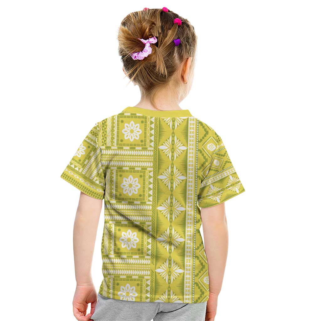 Fiji Masi All Yellow Kid T Shirt Tapa Pattern - Polynesian Pride
