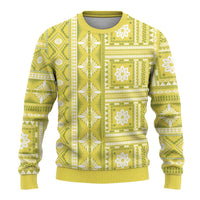 Fiji Masi All Yellow Ugly Christmas Sweater Tapa Pattern - Polynesian Pride