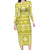 Fiji Masi All Yellow Long Sleeve Bodycon Dress Tapa Pattern - Polynesian Pride