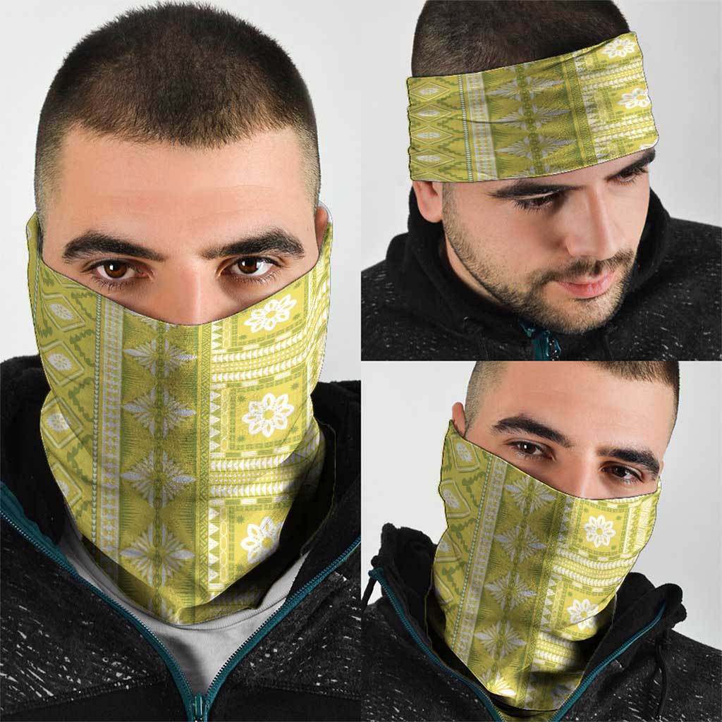 Fiji Masi All Yellow Neck Gaiter Tapa Pattern - Polynesian Pride