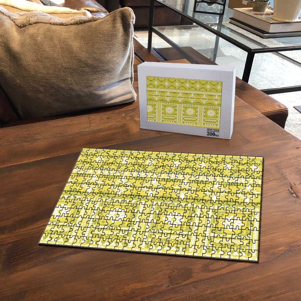 Fiji Masi All Yellow Puzzle Tapa Pattern - Polynesian Pride