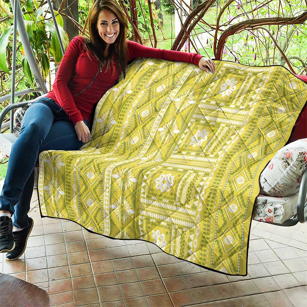 Fiji Masi All Yellow Quilt Tapa Pattern - Polynesian Pride