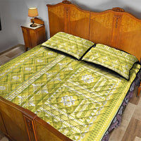 Fiji Masi All Yellow Quilt Bed Set Tapa Pattern - Polynesian Pride