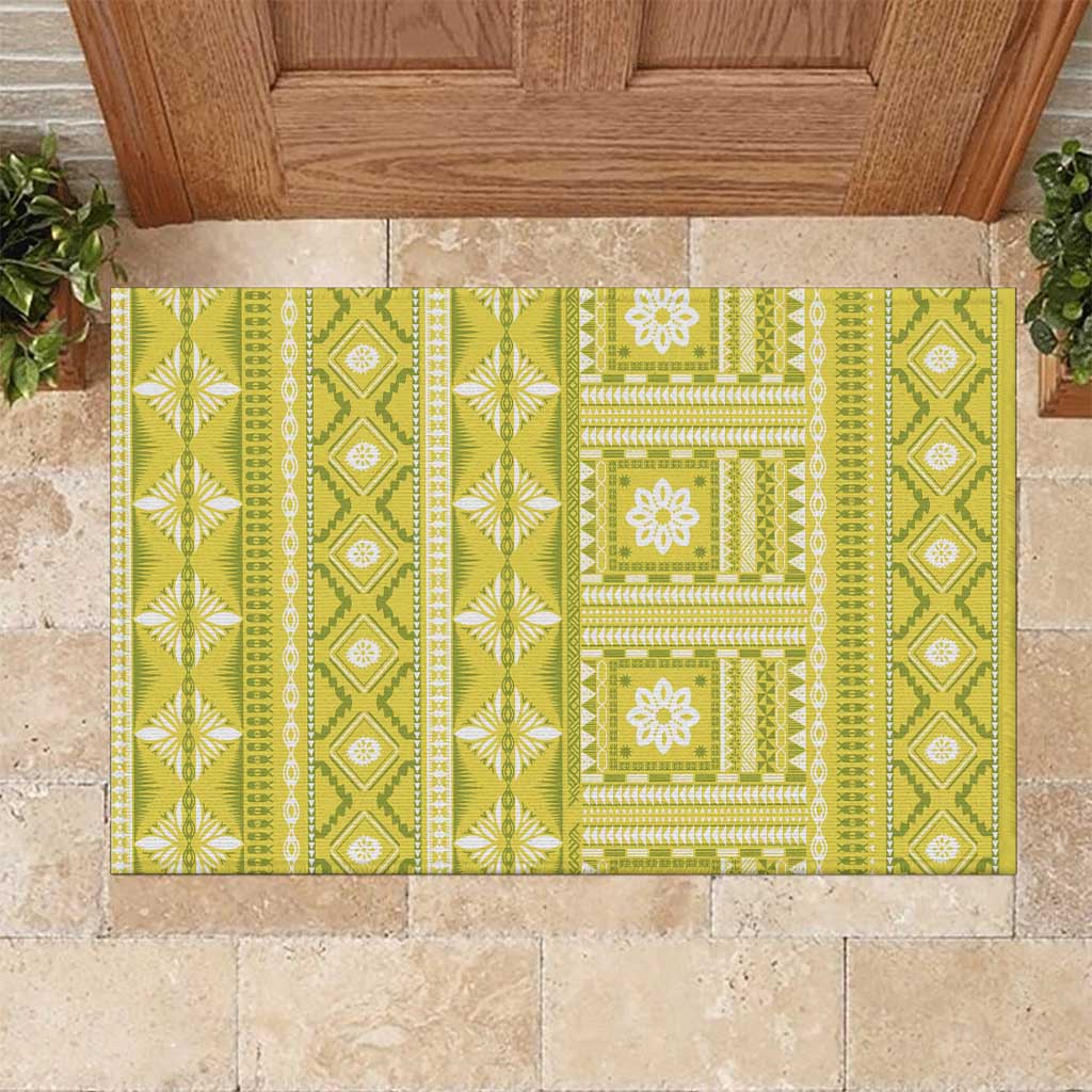 Fiji Masi All Yellow Rubber Doormat Tapa Pattern - Polynesian Pride