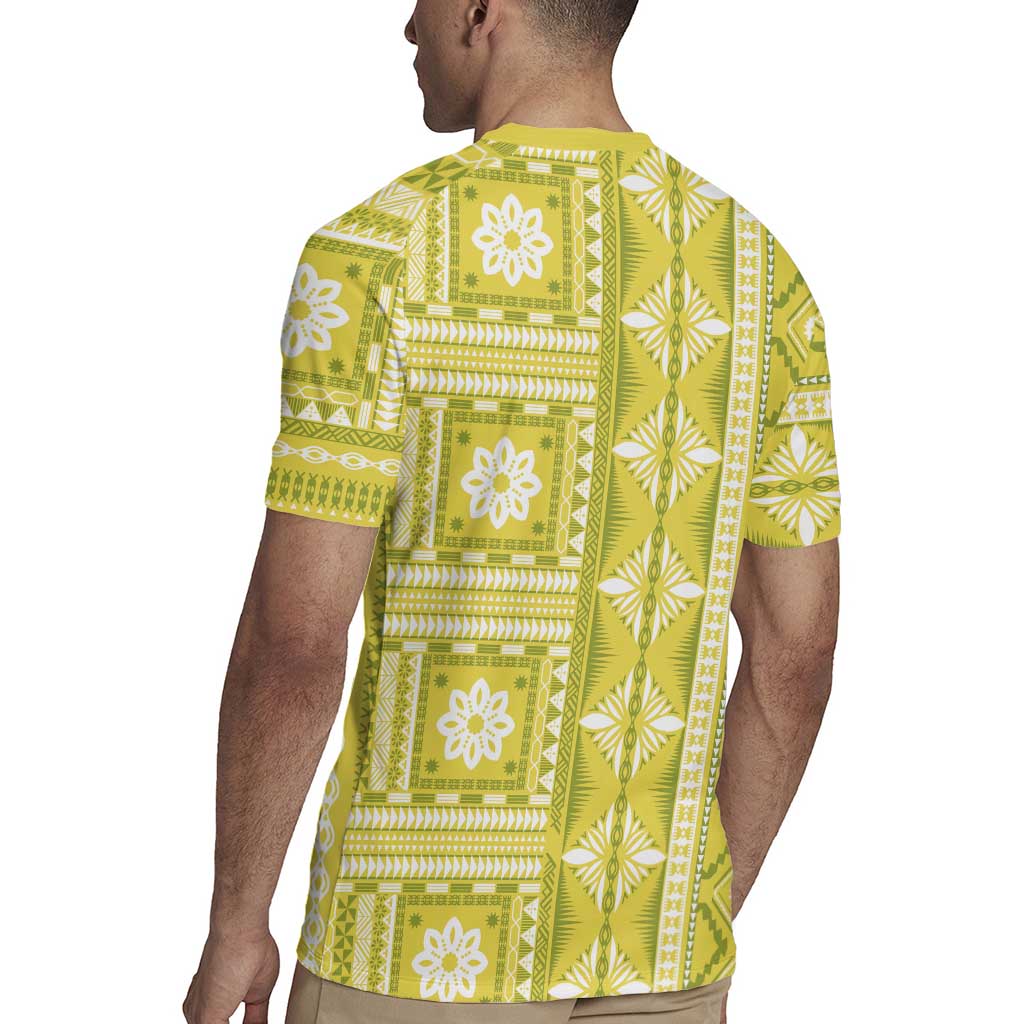 Fiji Masi All Yellow Rugby Jersey Tapa Pattern - Polynesian Pride