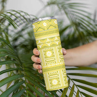 Fiji Masi All Yellow Skinny Tumbler Tapa Pattern - Polynesian Pride