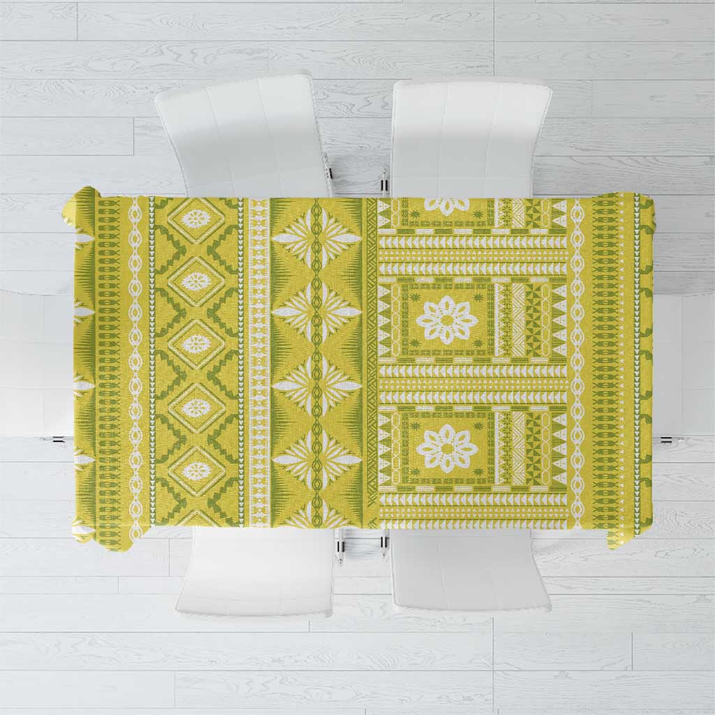 Fiji Masi All Yellow Tablecloth Tapa Pattern - Polynesian Pride