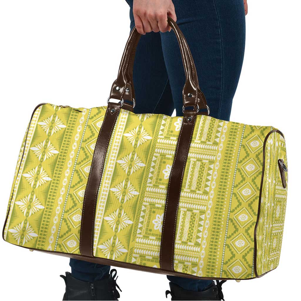 Fiji Masi All Yellow Travel Bag Tapa Pattern - Polynesian Pride