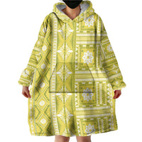 Fiji Masi All Yellow Wearable Blanket Hoodie Tapa Pattern - Polynesian Pride