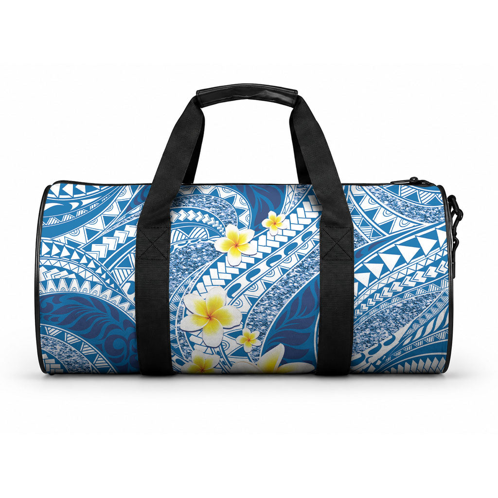 Plumeria Polynesian Blue Glitter Pattern Duffle Bag LT01 One size Blue - Polynesian Pride